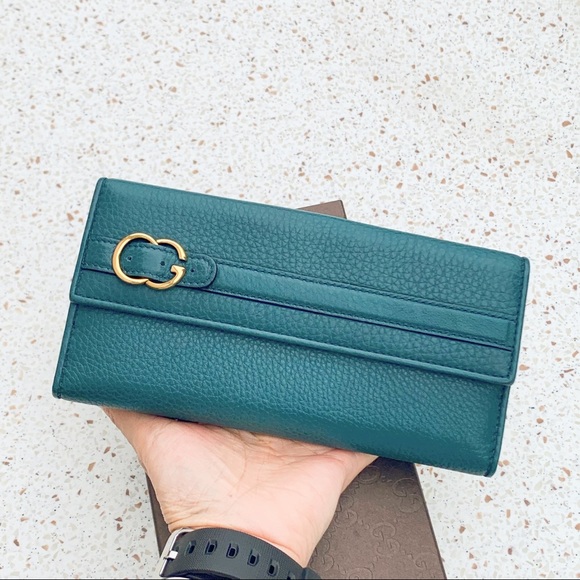 Authentic Gucci Leather Twin-G Buckle LG Wallet - Picture 1 of 7